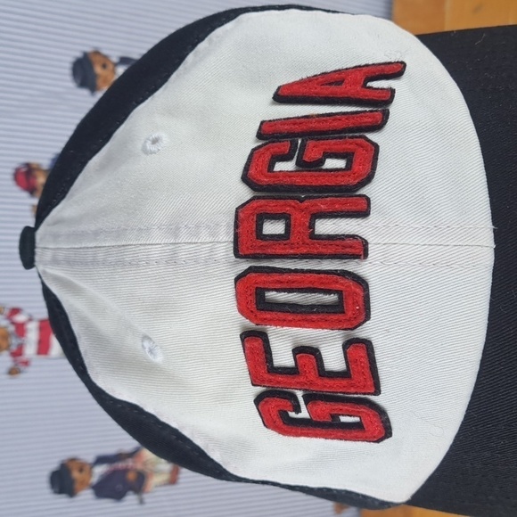 Georgia Bulldogs raised embroidered spellout black & red SM casual fitted hat - Picture 5 of 7